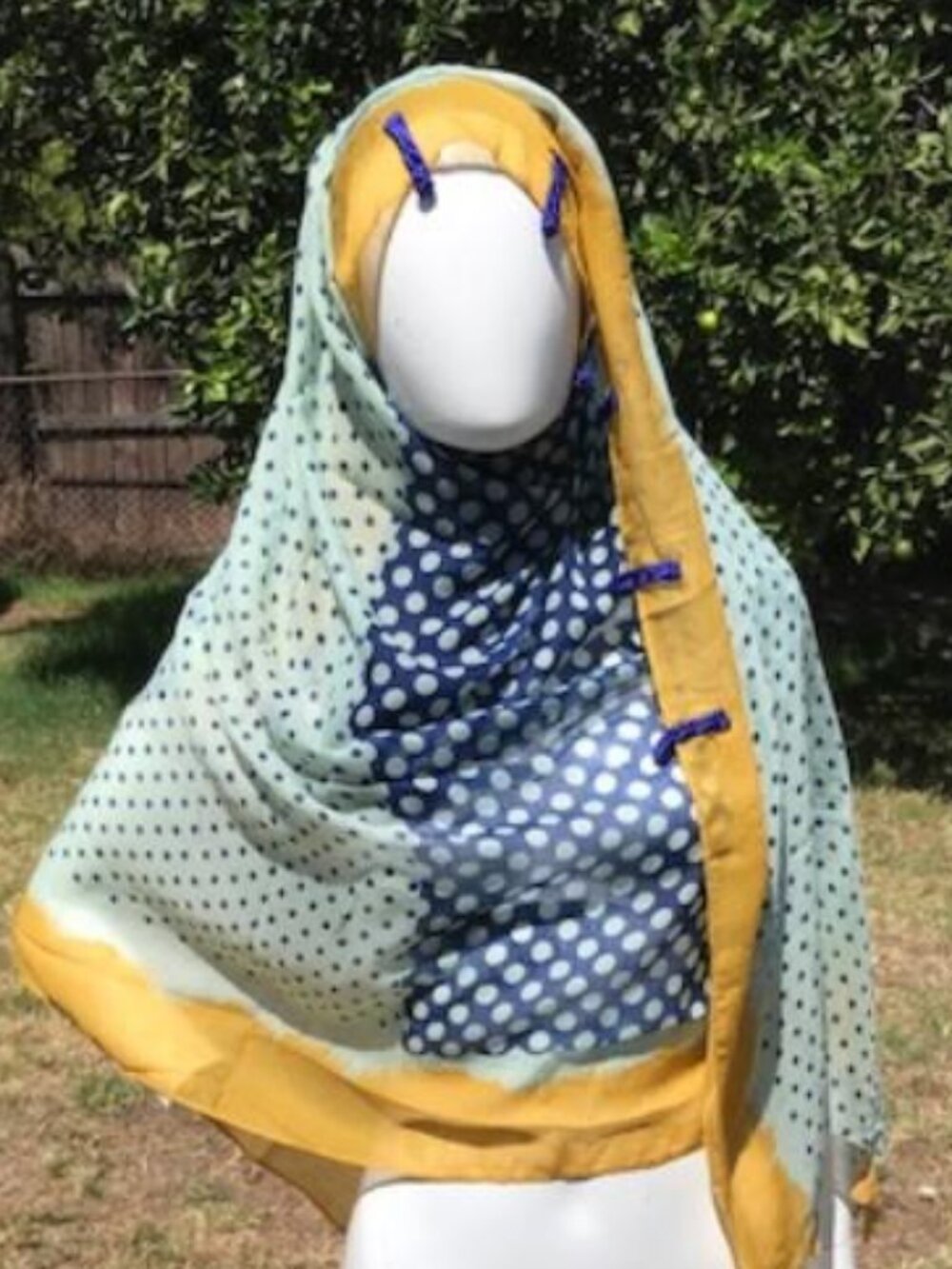 Blue & Yellow Polka Dot Fashion Scarf Beach Sarong Headscarf